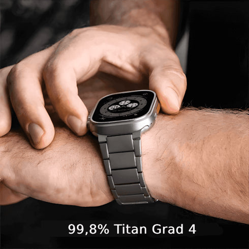 Premium Titan Armband Galaxy mit Sicherheitsschließe für alle Apple Watch Serien